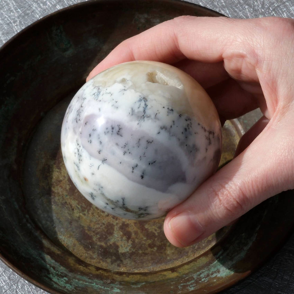Thumbnail: 63mm White Dendritic Opal Sphere | The Winter Garden of Insight