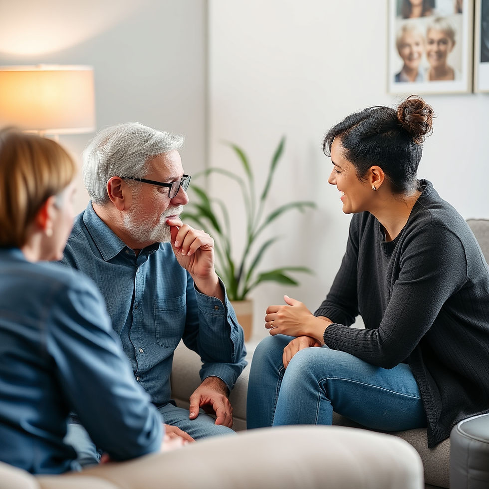 Close-up view of a clinician discussing assessment results with a parent