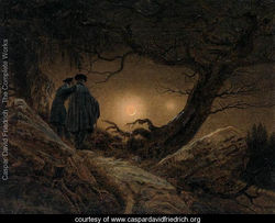 Zwei Männer in Betrachtung desMondes