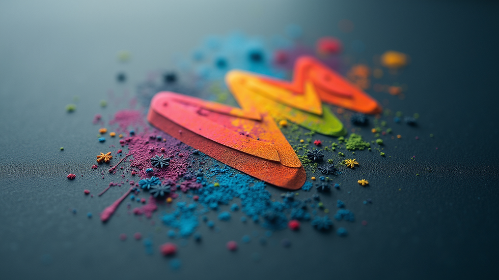 Close-up view of a colorful logo design on a textured background