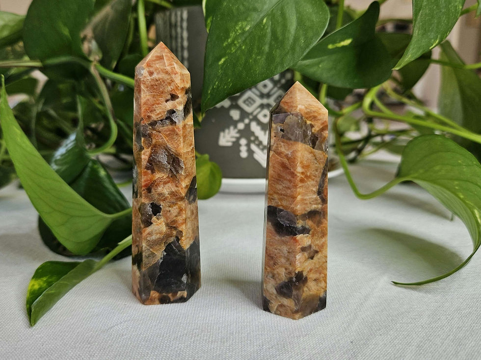 Peach Moonstone with Smokey Quartz - Towers - Assorted