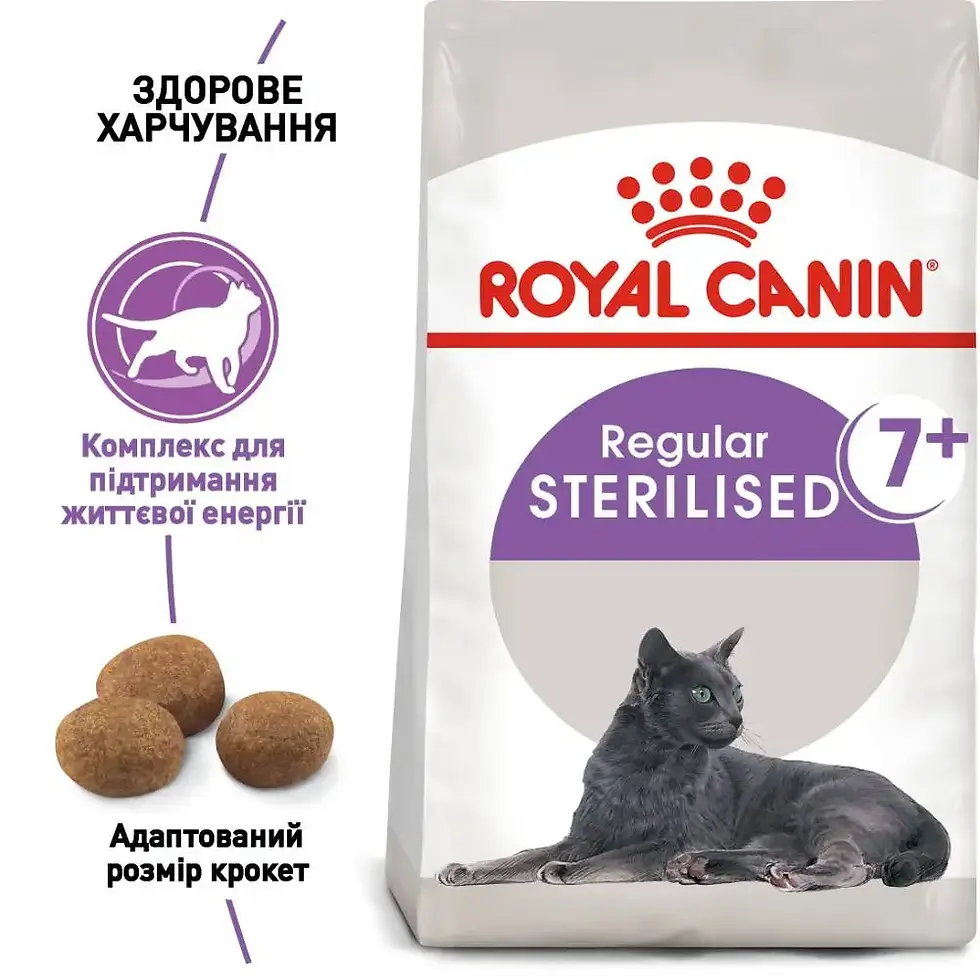 Прев'ю: Сухий корм для котів Royal Canin Sterilised 7+, 10 кг - домашня птиця