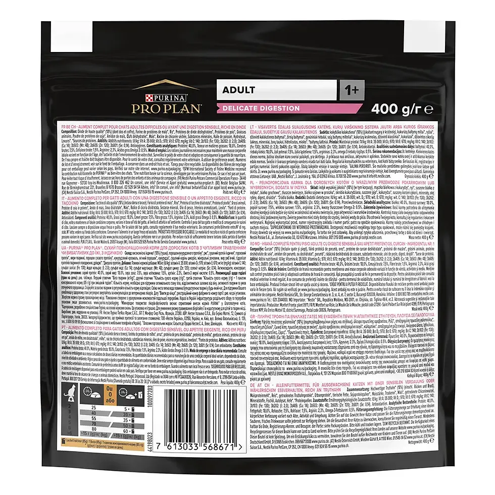 Прев'ю: Сухий корм PRO PLAN Adult 1+ Delicate Digestion для котів з індичкою 400 г