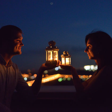 Ужин на крыше при свечах