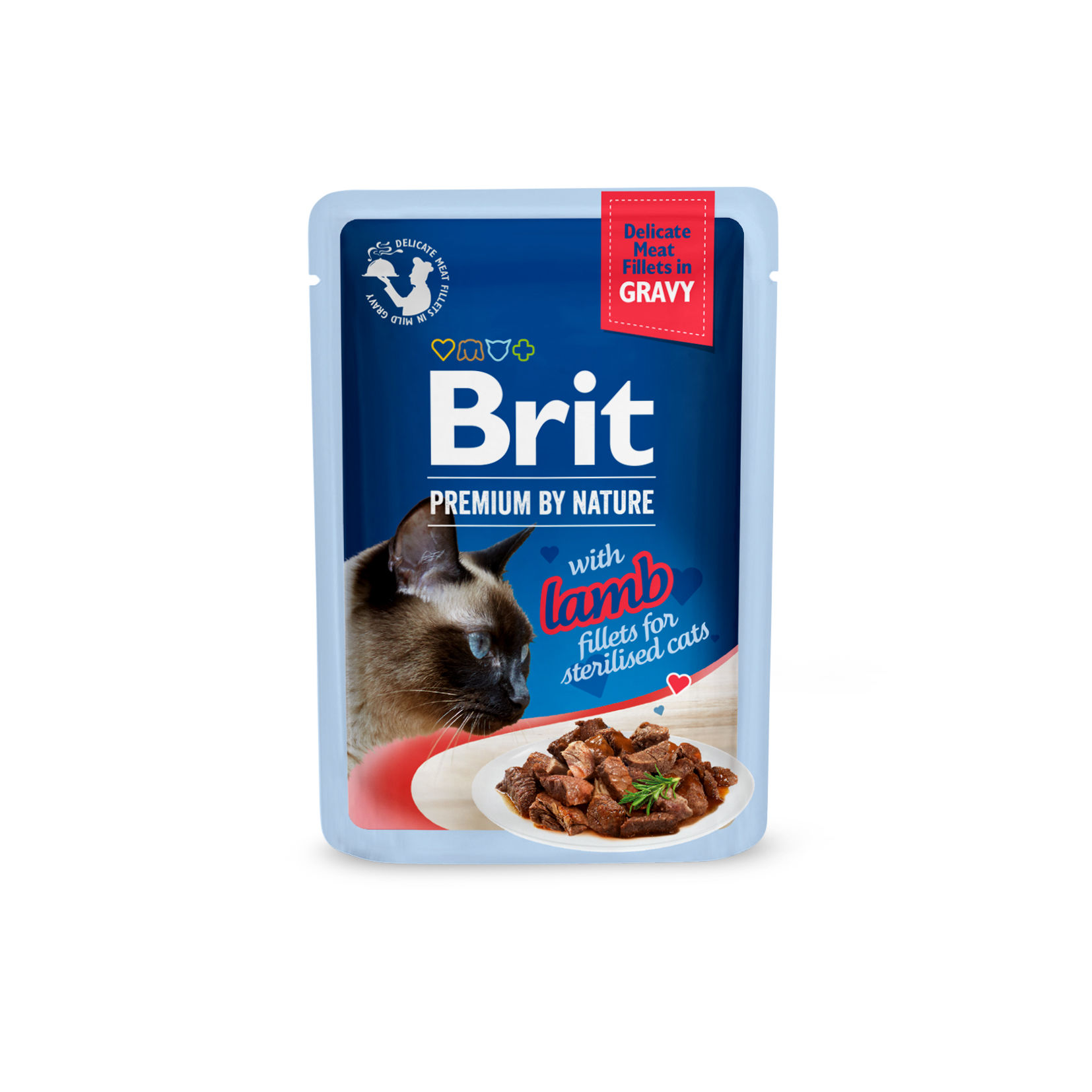 Корм вологий Brit Premium Delicate для стерил.котів філе в соусі ягня 85 г