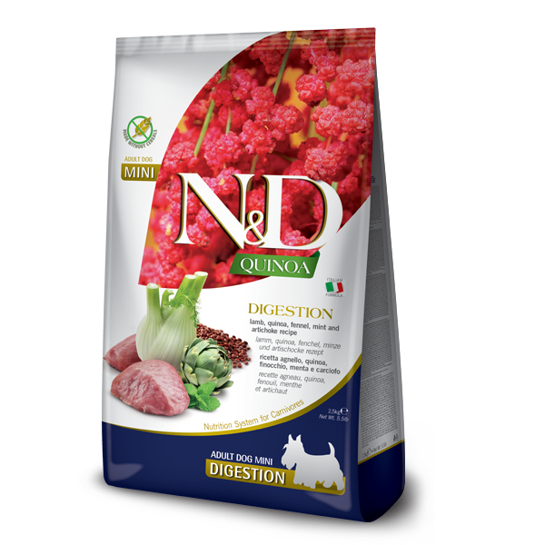 Фарміна дог сух N&D QUINOA DOG DIGESTION, LAMB & FENNEL ADULT MINI