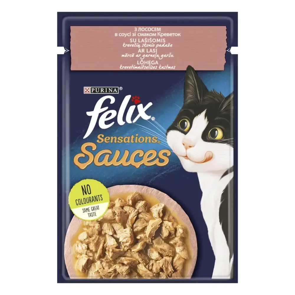 Вологий корм FELIX Sensations Sauces для котів шматочки з лососем в соусі 85 г
