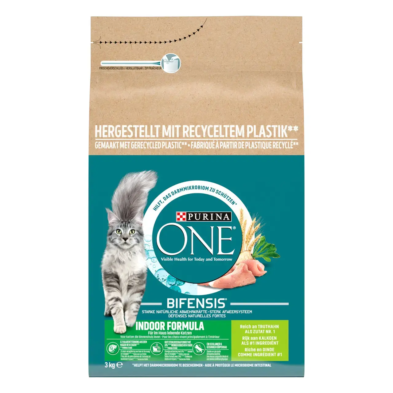 Сухий корм PURINA ONE Indoor для дорослих котів комплекс Bifensis з індичкою 3кг