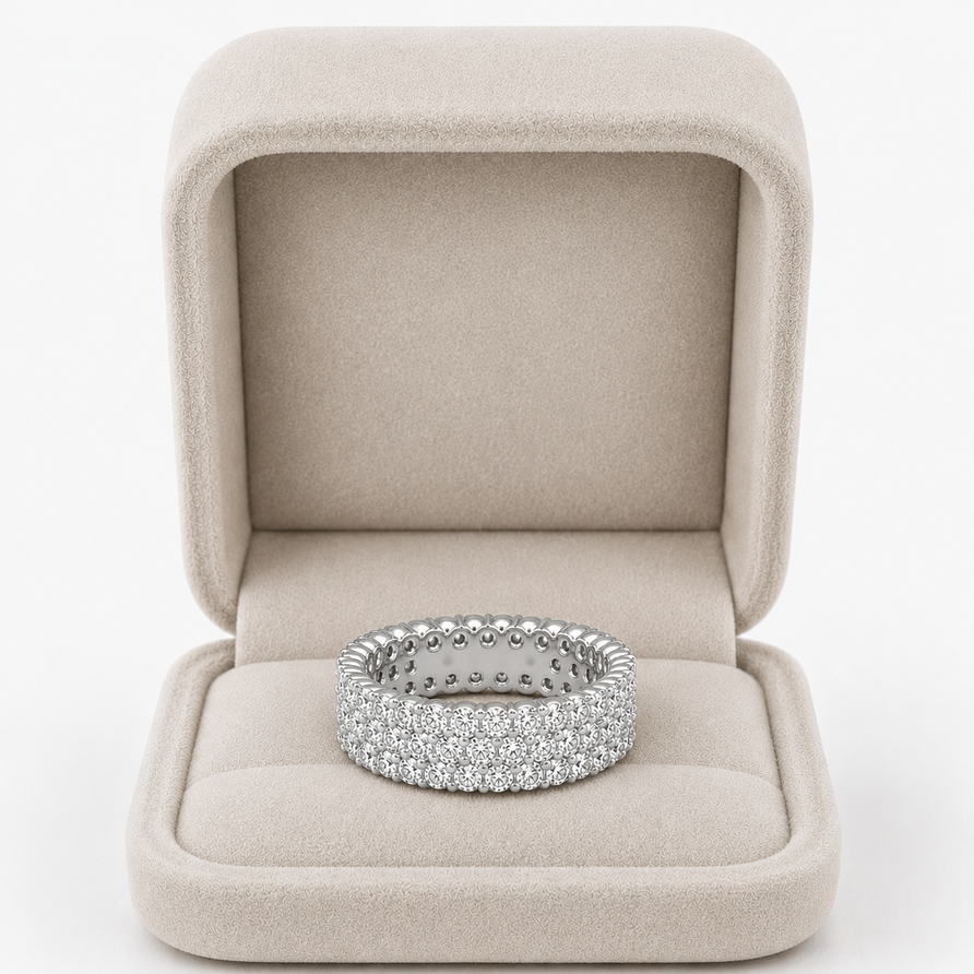 moissanite pave wedding eternity band ring