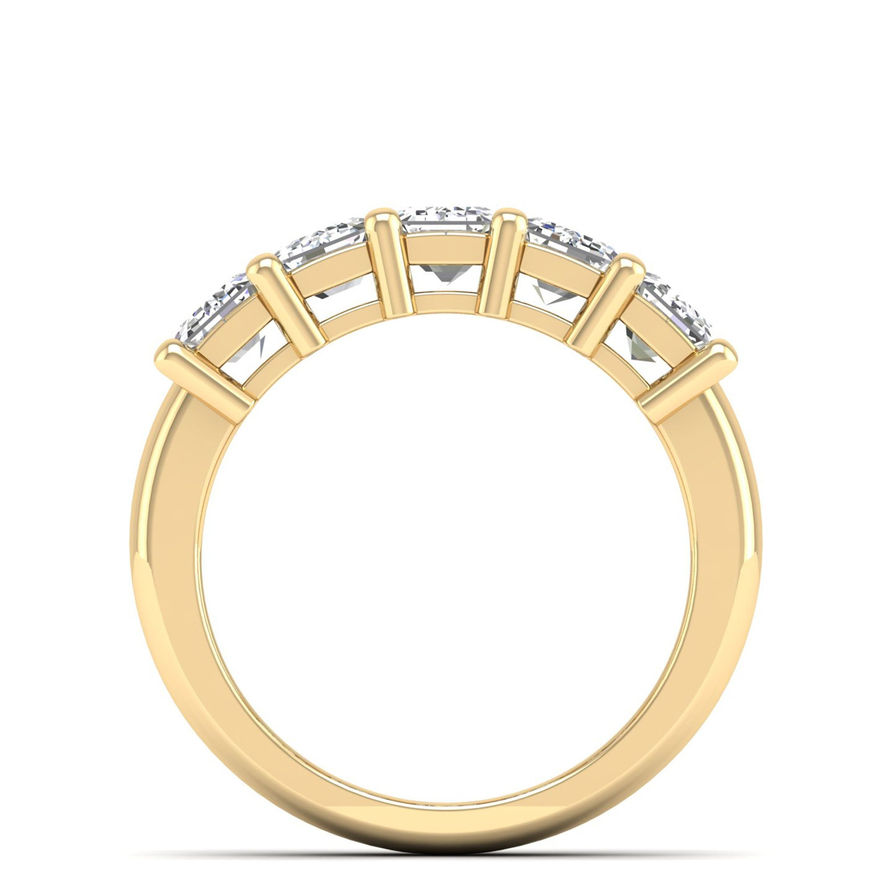 3 CT Emerald Cut Moissanite Five Stone Anniversary Ring
