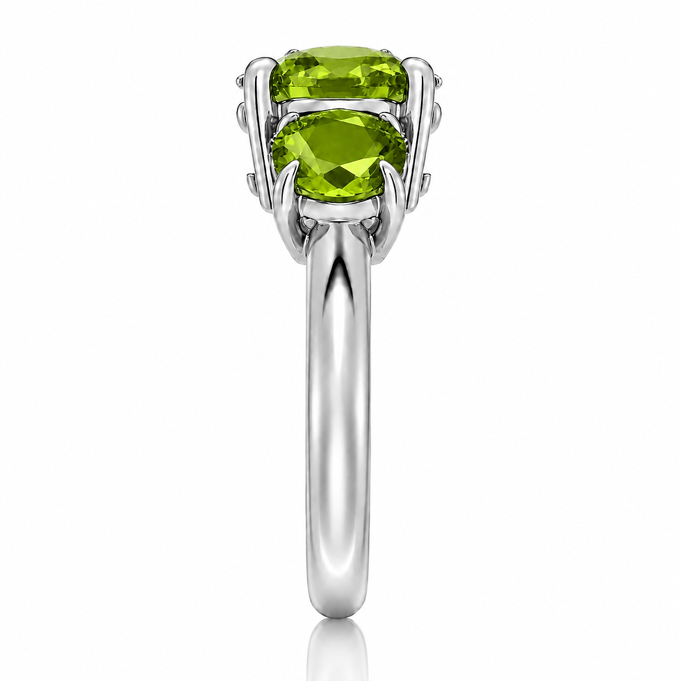 925 Sterling Silver 3CT Round peridot 3 Stone Ring