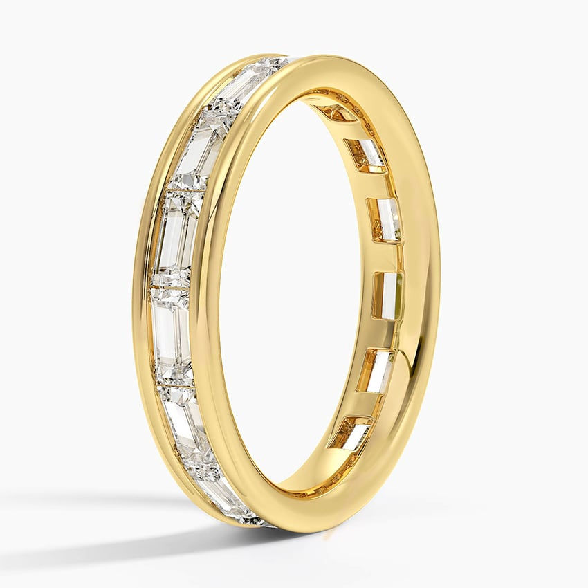 moissanite baguette eternity wedding band ring