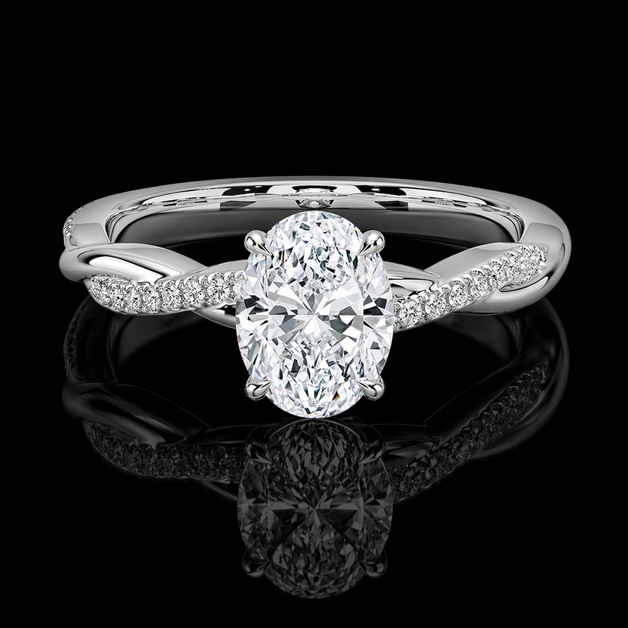 GRA Certified 1 CT Moissanite Oval Brilliant Solitaire Engagement Ring