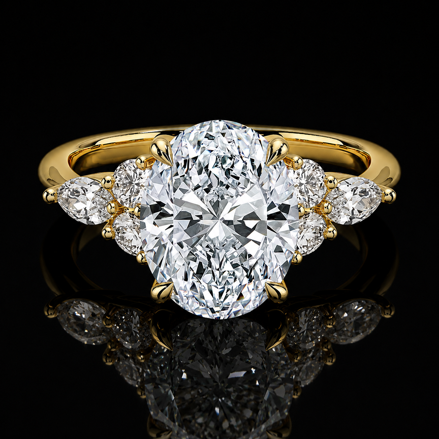 2 CT Oval Brilliant Cut GRA Certified Moissanite Engagement Ring