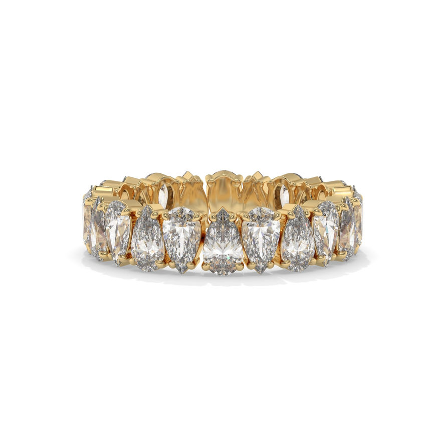 6x4mm Pear Cut Moissanite Wedding Band Ring