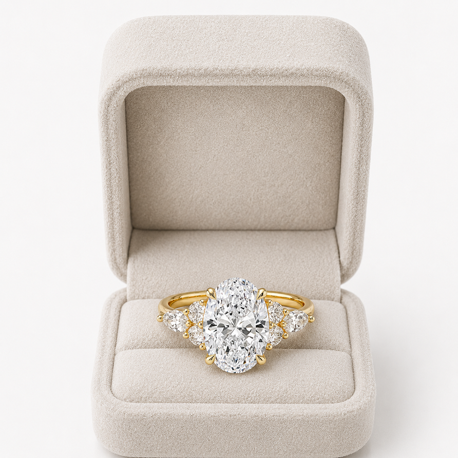 2 CT Oval Brilliant Cut GRA Certified Moissanite Engagement Ring