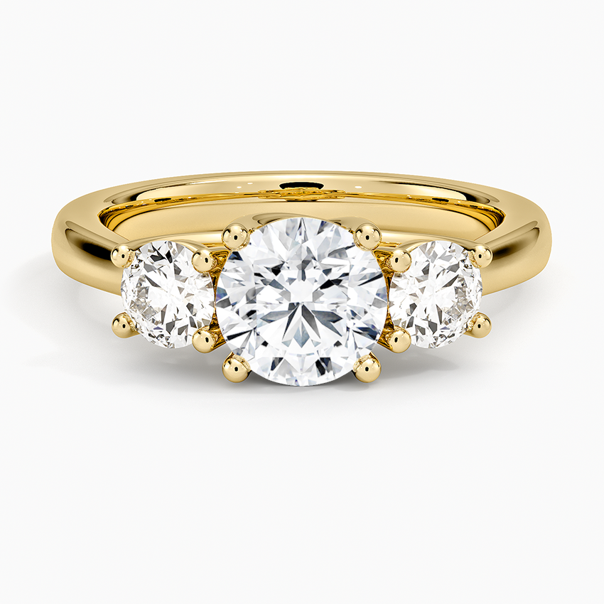 1 CT GRA Certified Round Moissanite 3 Stone Engagement Ring