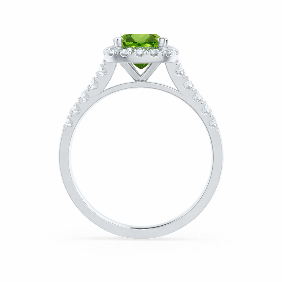 2 CT Emerald Cut Peridot & Moissanite Halo Engagement Ring