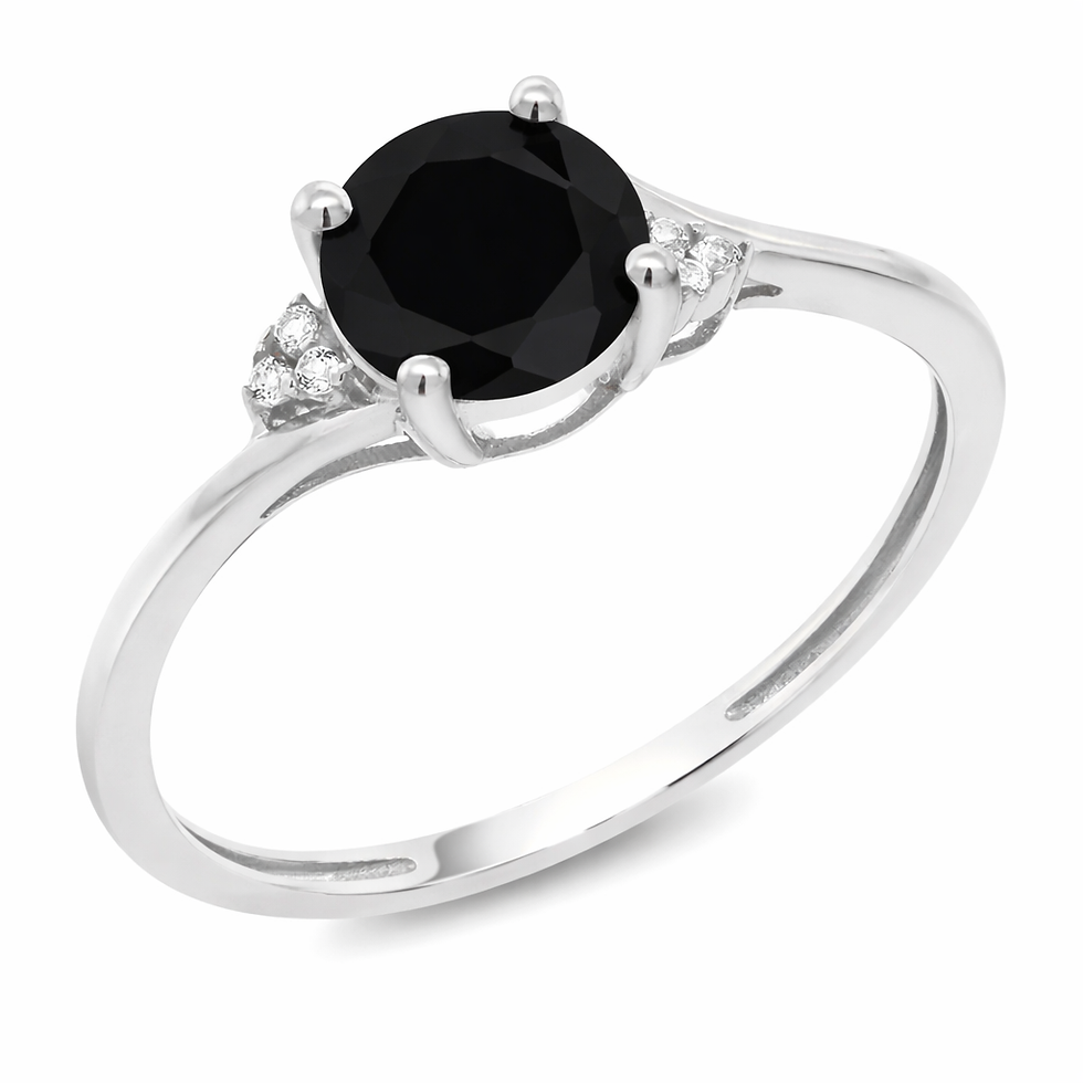 1 CT Round Cut 6mm Black Spinel Solitaire Ring