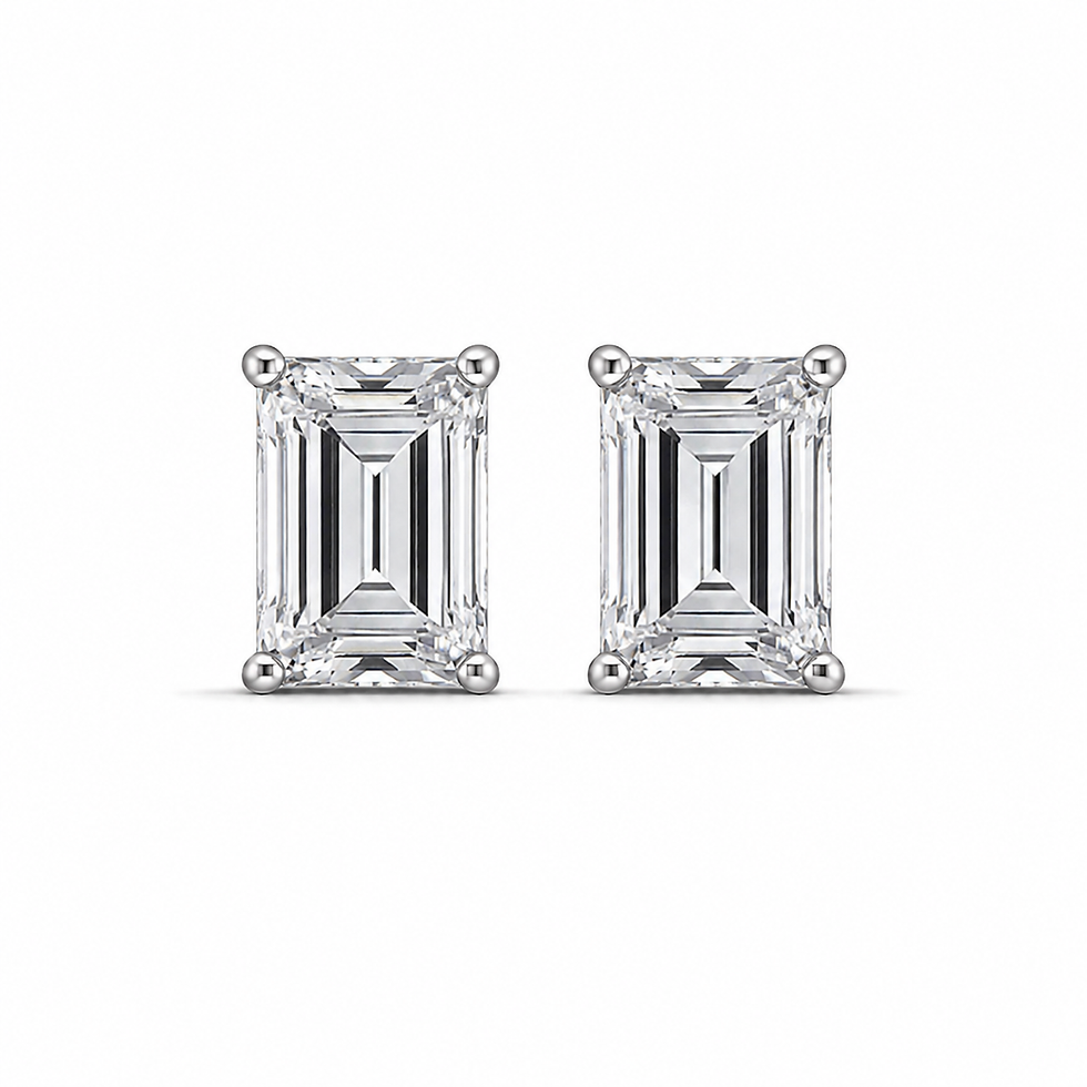 Emerald Cut Moissanite Stud Earrings for Women GRA Certified