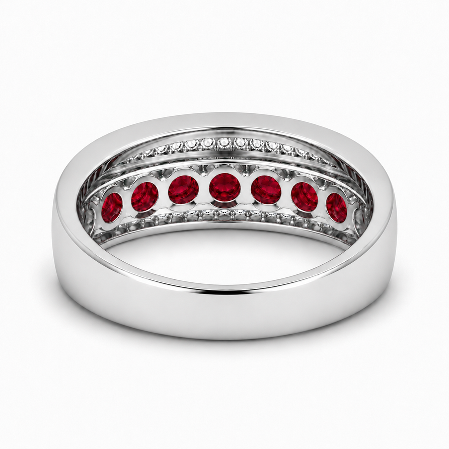 925 Sterling Silver 2 CT Ruby Eternity Wedding Band Ring