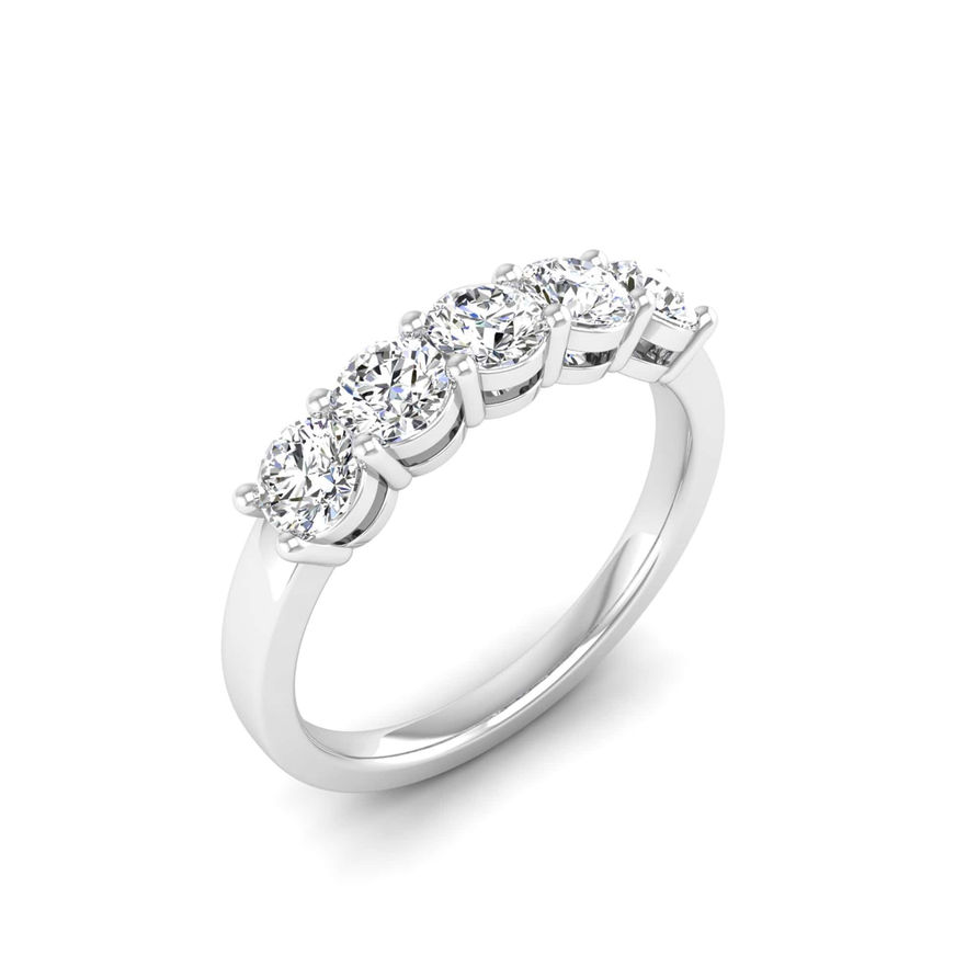 0.90 CT 3 mm Round Moissanite Five Stone Half Eternity Band Ring