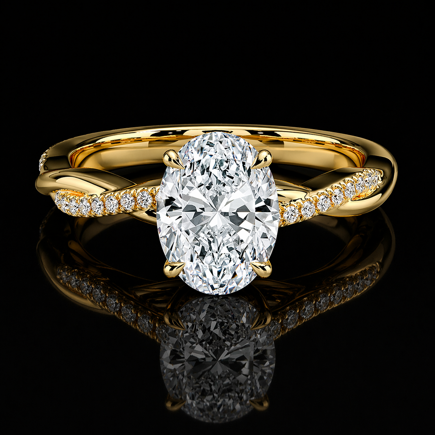 GRA Certified 1.5 CT Moissanite Oval Brilliant Solitaire Engagement Ring