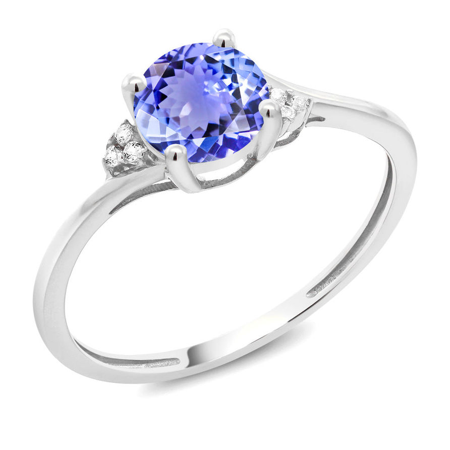 1 CT 6mm Round Cut Tanzanite Solitaire Ring in 925 Sterling Silver