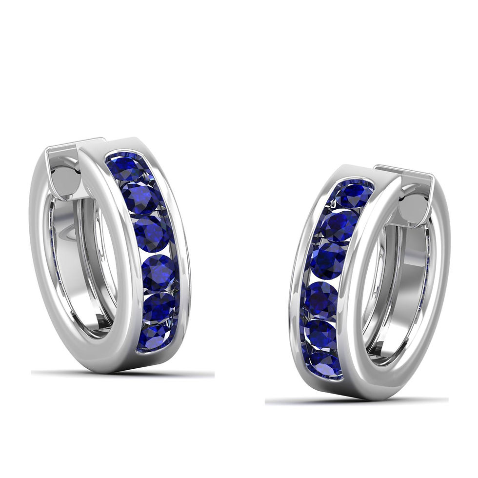 Blue Sapphire Channel-Set Huggie Hoop Earrings