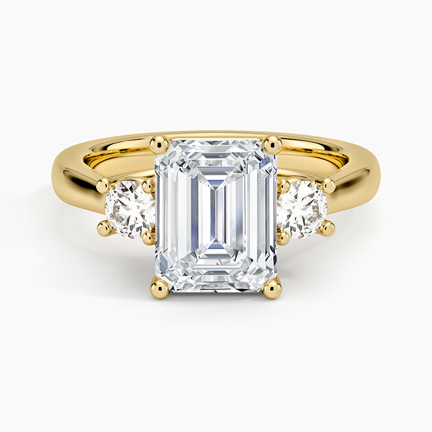 3 CT GRA Certified Emerald Cut Moissanite 3 Stone Engagement Ring
