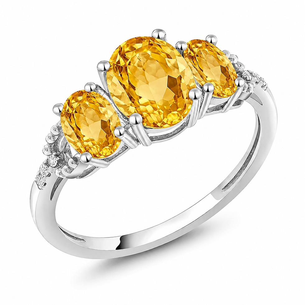 3 CT Oval Cut Citrine 3 Stone Engagement Ring in 925 Sterling Silver