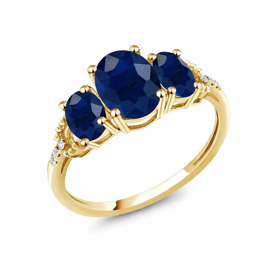 3 CT Oval Cut Blue Sapphire 3 Stone Engagement Ring in 925 Sterling Silver