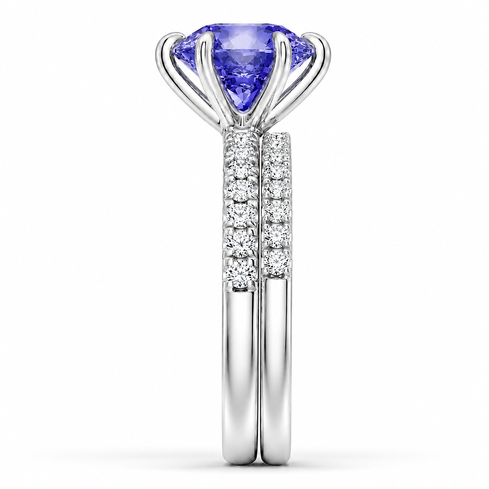 2 CT Round Cut Lab Created Tanzanite Engagement Ring Set in 925 Sterling Silver