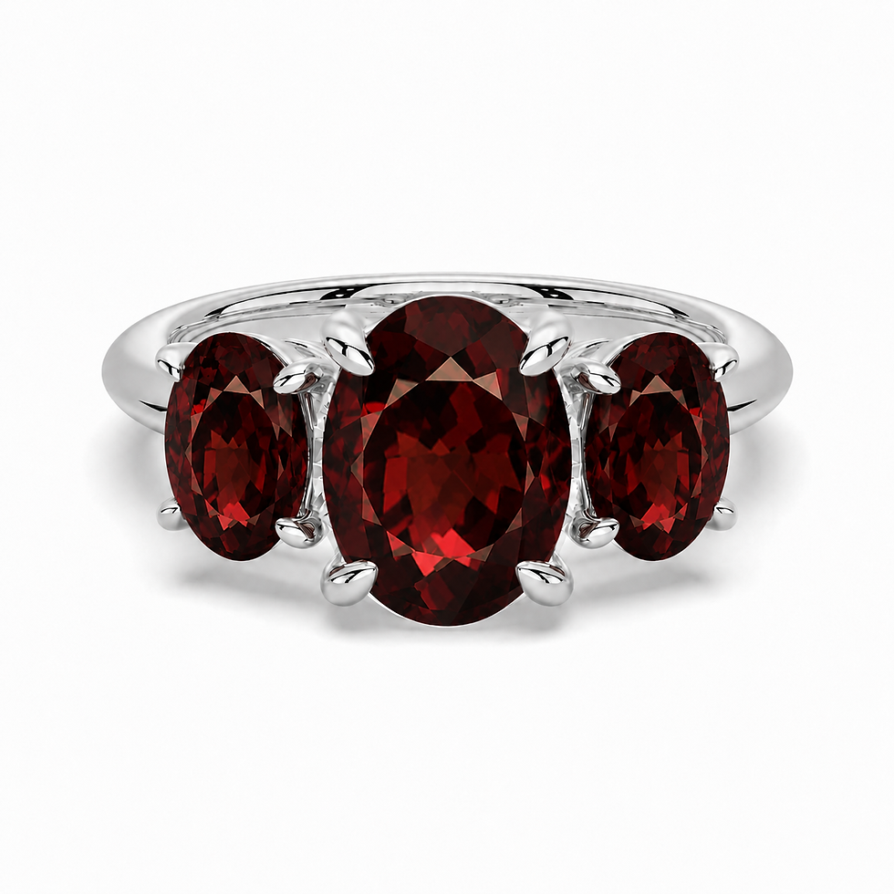 3 CT Natural Oval Cut Garnet Three-Stone Engagement Ring