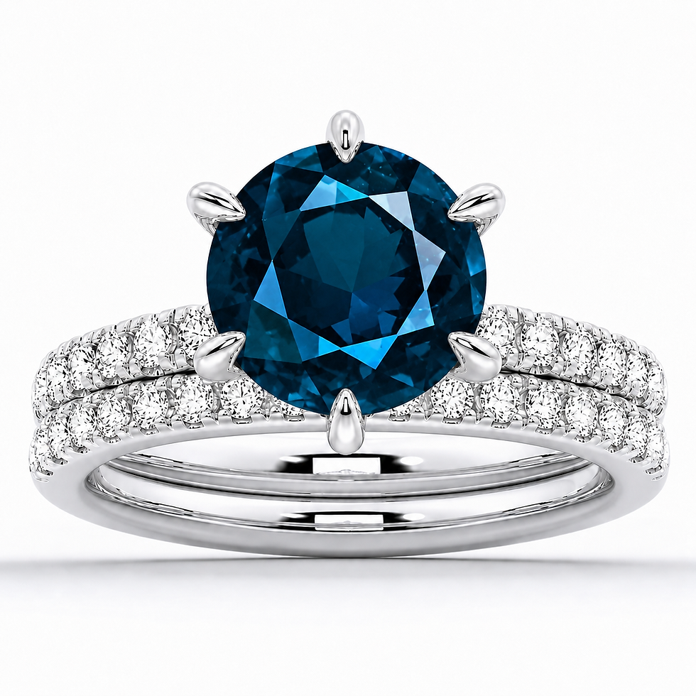 2 CT Round Cut London Blue Topaz Engagement Ring Set in 925 Sterling Silver