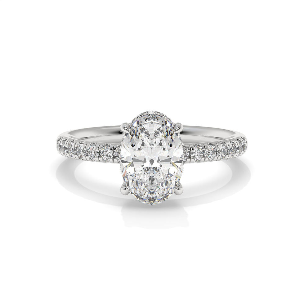 1.5 CT GRA Certified Oval Cut Moissanite Pave Engagement Ring