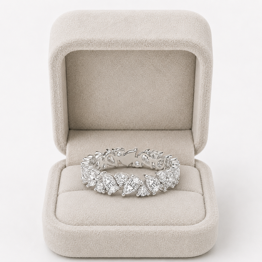 moissanite pear wedding band ring