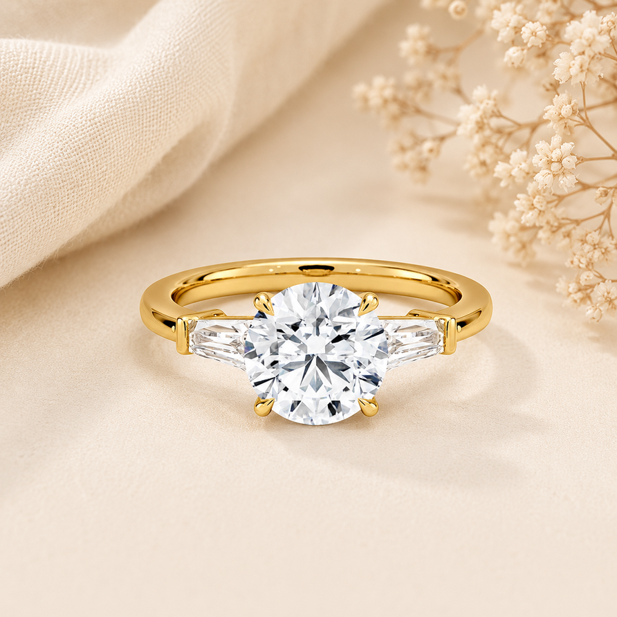 moissanite 3 stone engagement ring