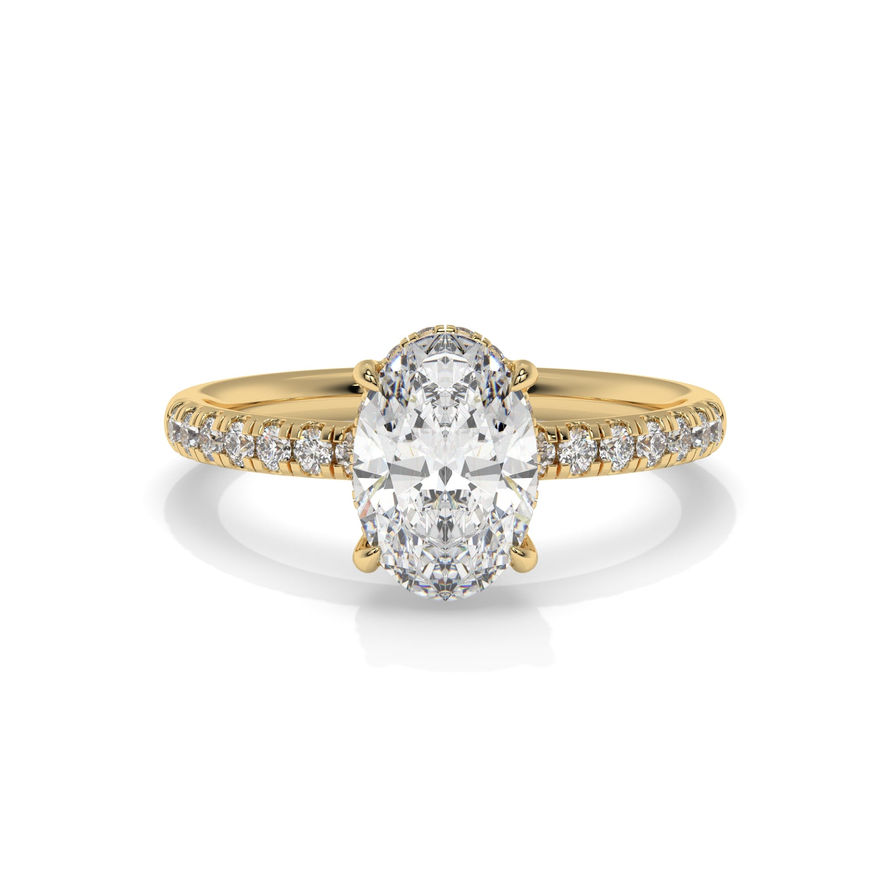 1.5 CT GRA Certified Oval Cut Moissanite Pave Engagement Ring