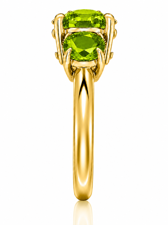 925 Sterling Silver 3CT Round peridot 3 Stone Ring