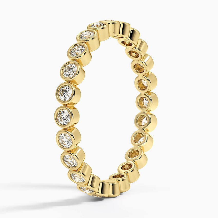 bezel set round moissanite eternity band ring