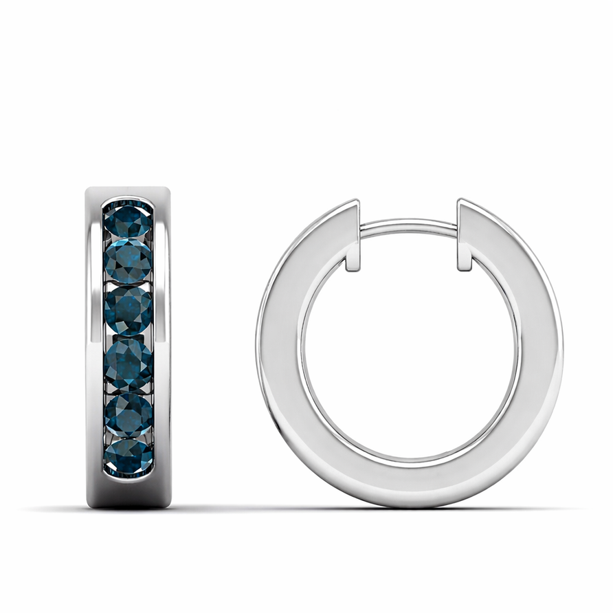 London Blue Topaz Channel-Set Huggie Hoop Earrings