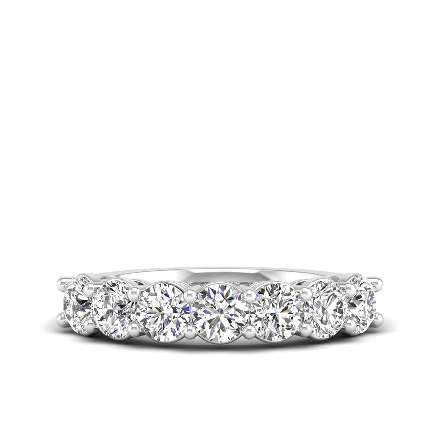 1.5 CT 4 mm Round Moissanite Seven Stone Half Eternity Band Ring
