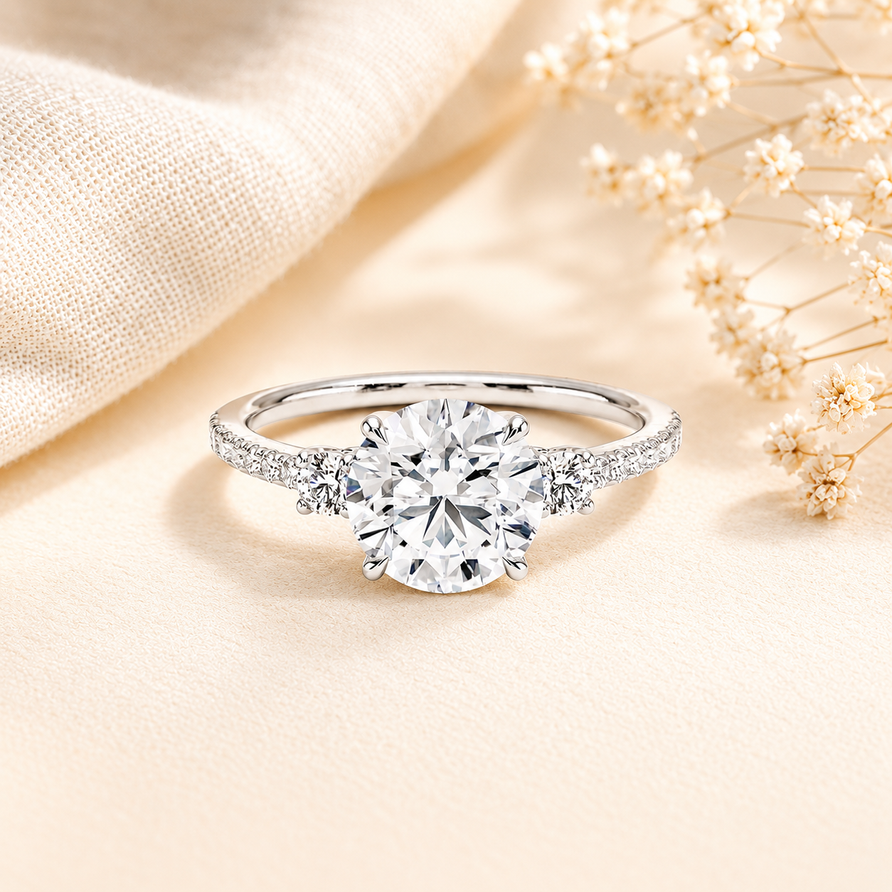 2ct round cut moissanite engagement ring