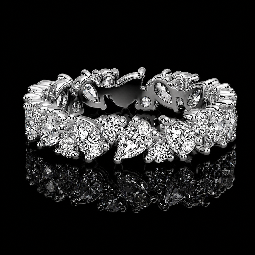 moissanite pear wedding band ring