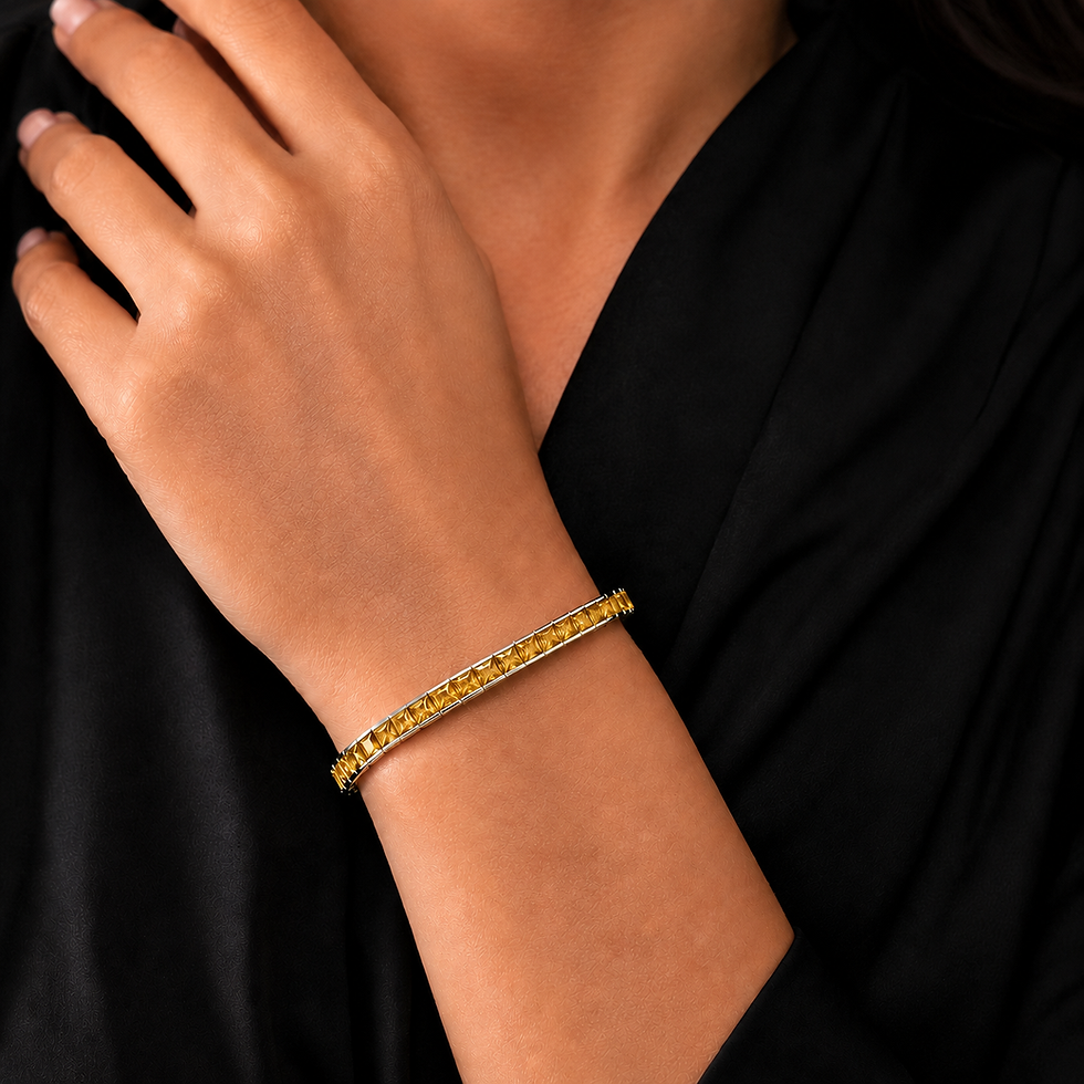 925 Sterling Silver Princess Cut Citrine Tennis Bracelet – 4mm Channel Set