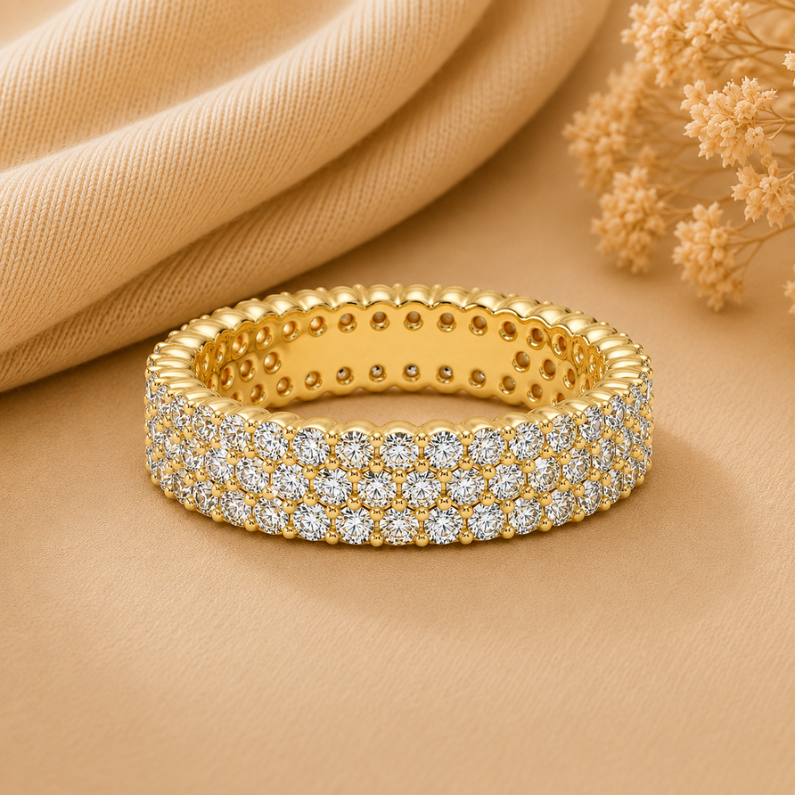 moissanite pave wedding eternity band ring