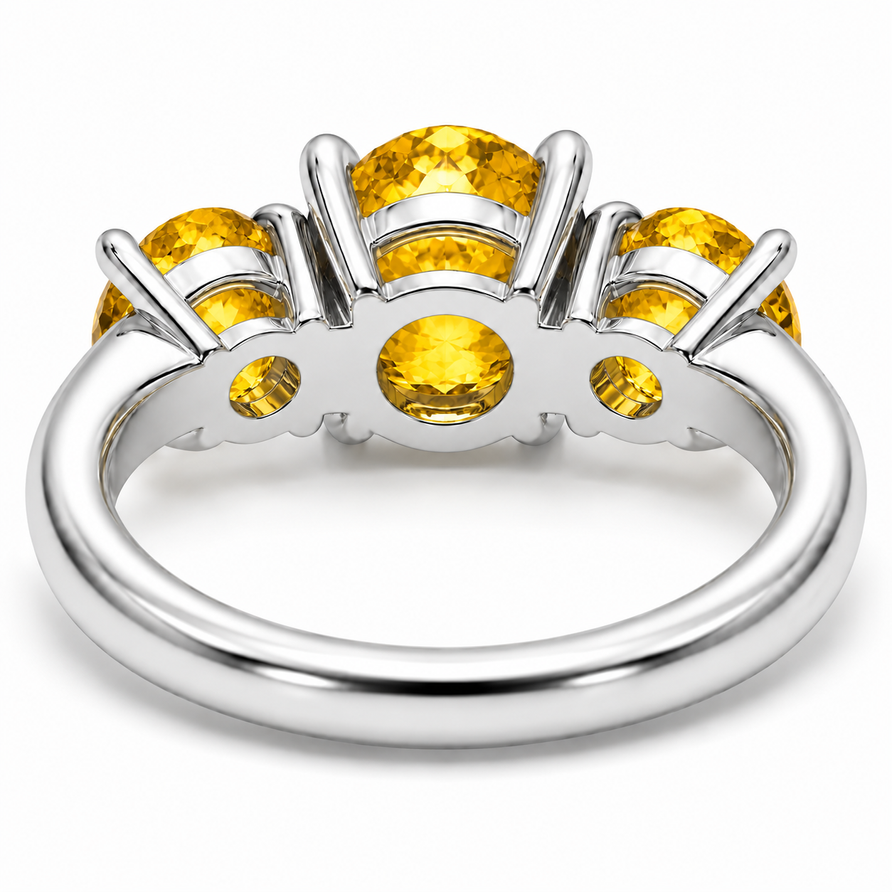 3 CT Natural Oval Cut Citrine Three-Stone Engagement Ring