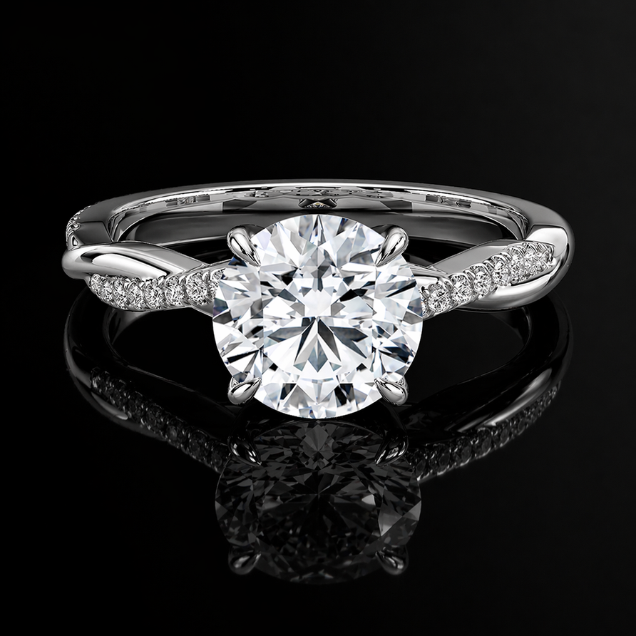 GRA Certified 1.5 CT Moissanite Round Brilliant Solitaire Engagement Ring