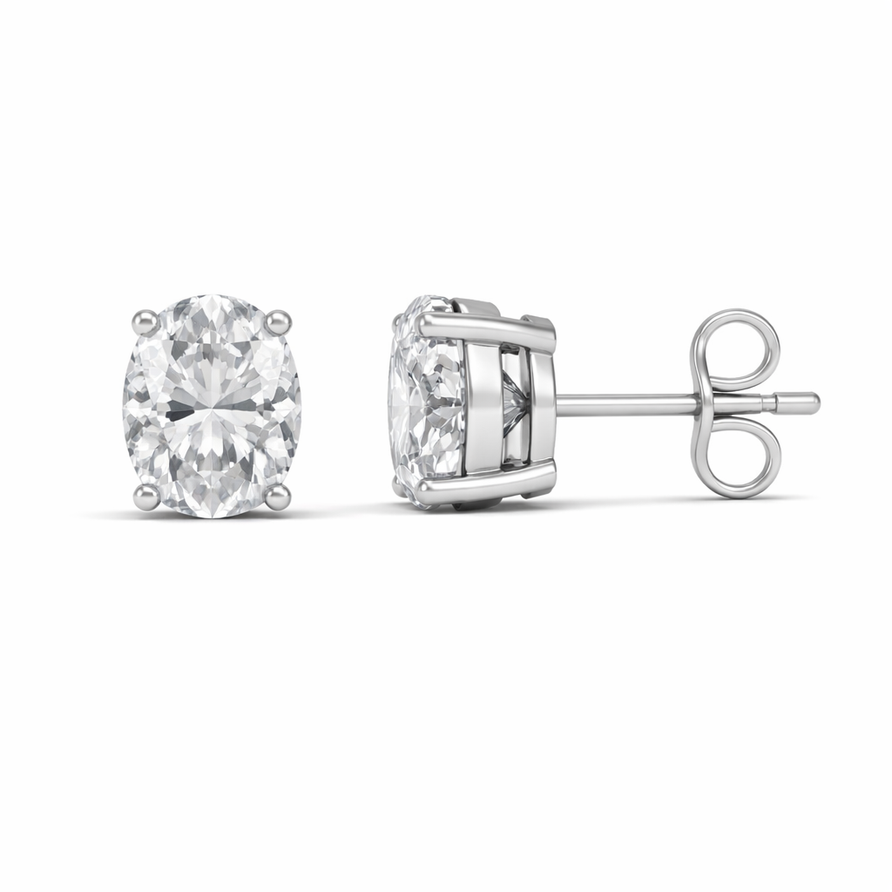 Oval Moissanite Stud Earrings for Women GRA Certified